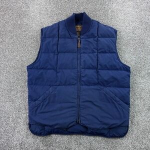 Vintage Eddie Bauer Goose Down Puffer Vest Mens Large Navy Blue Quilted Zip
